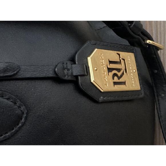 Lauren Ralph Lauren RLL Satchel Handbag Womens Black Leather Crossbody Purse - Picture 5 of 14